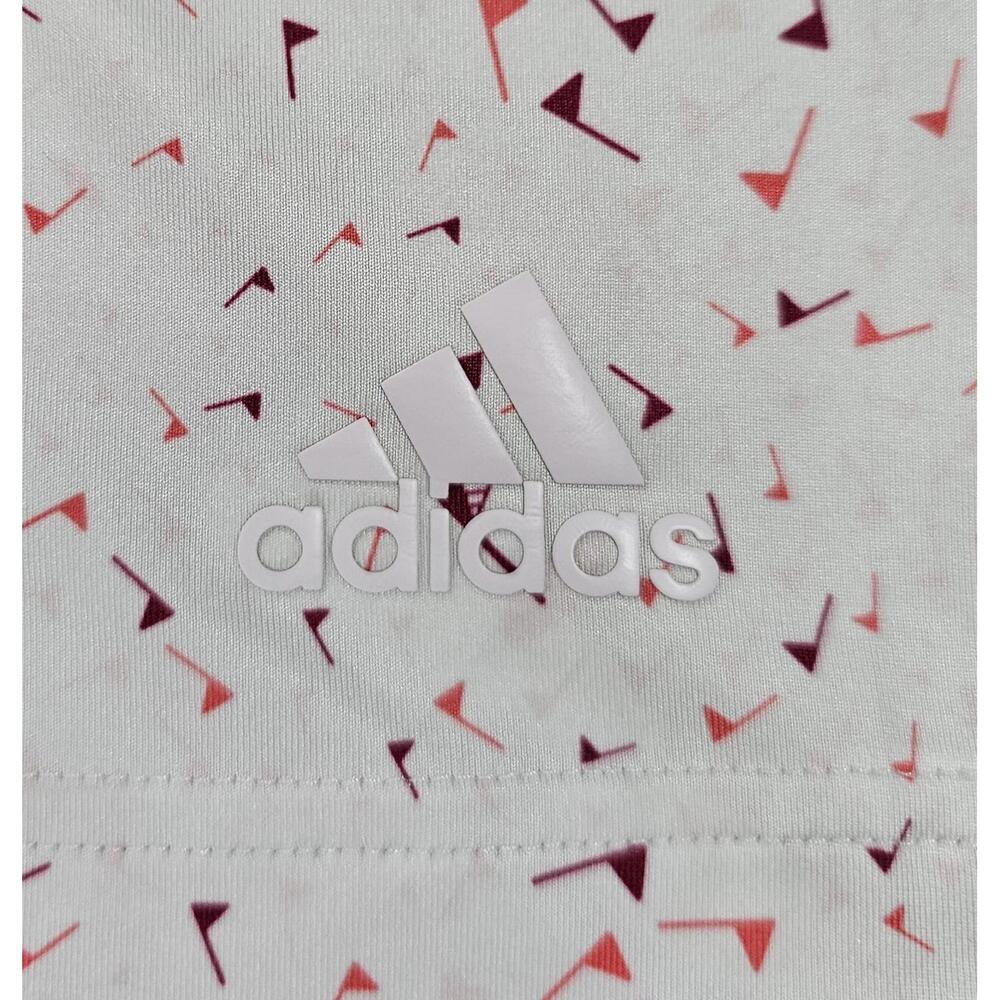 Adidas Primeblue Golf Polo XL White Burgundy Red Flag Print Parley Globe - Picture 8 of 9